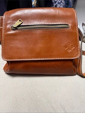 Patricia Nash Brown Leather Backpack Bag with Front Zip Pocket